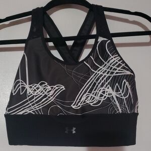 Under Armour Black and White Sports Bra with Mesh Panels